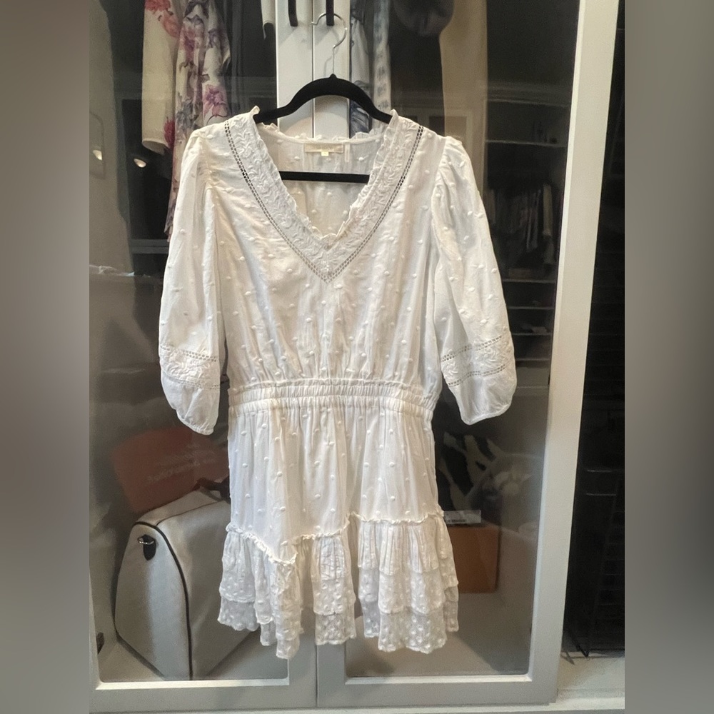 LoveShackFancy Adley Embroidered Antique white mini dress NWT